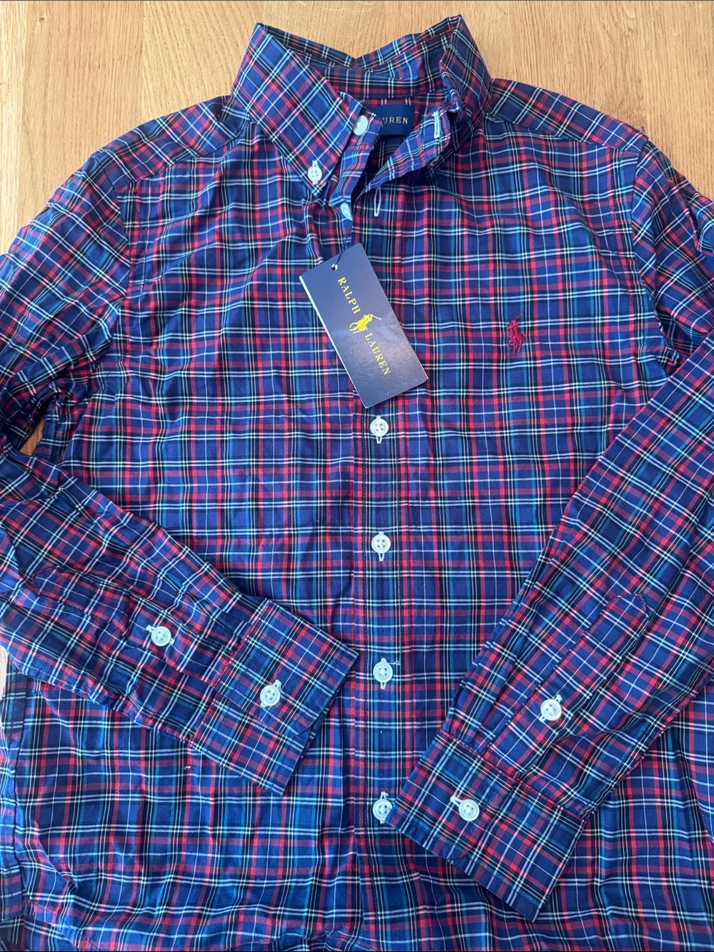 Ralph Lauren Red, Blue & Green Plaid Button-Down Shirt